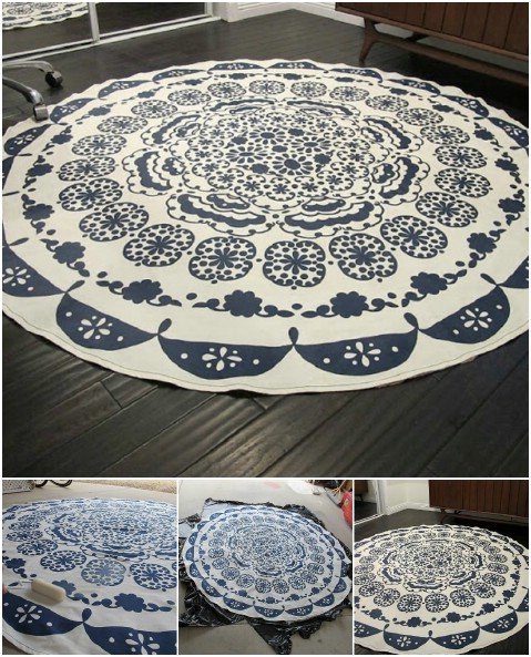 Tablecloth-turned-Rug - 30 Magnificent DIY Rugs to Brighten up Your Home
