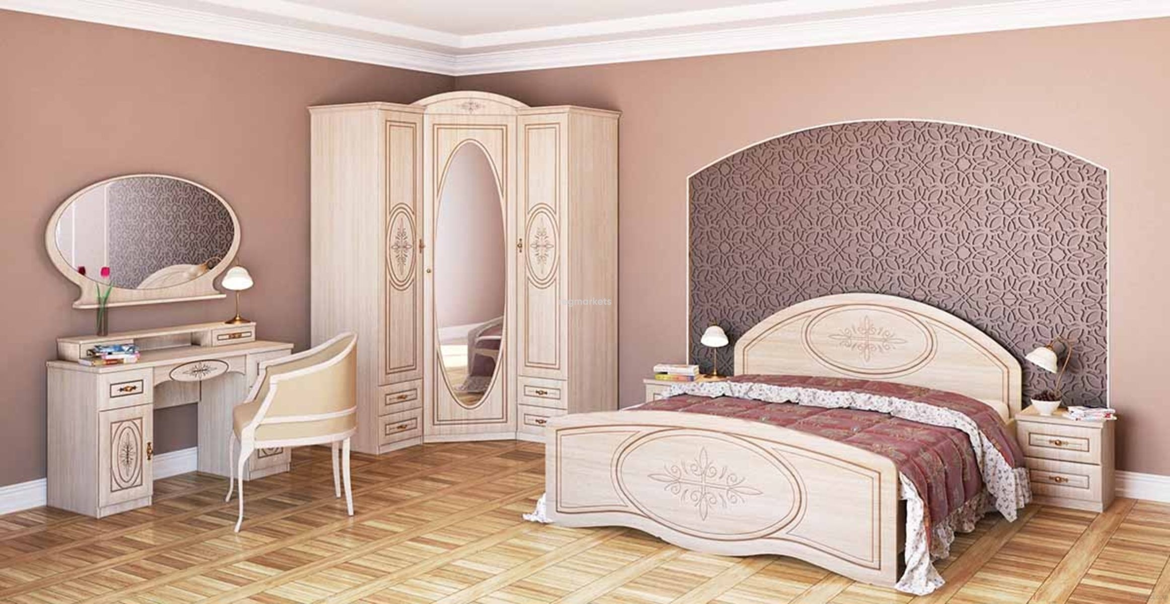 Итальянская спальня с угловым шкафом
