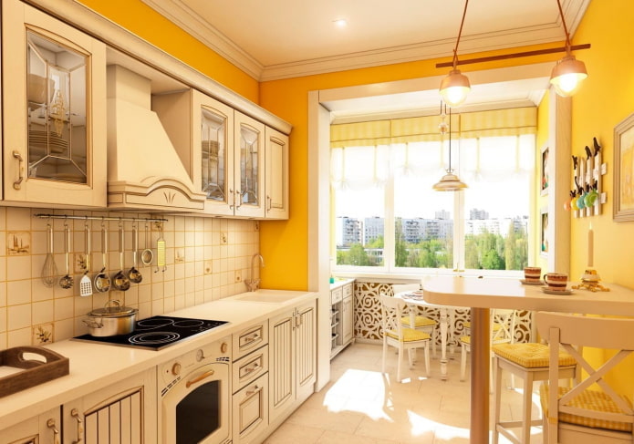 стиль прованс в интерьере желтой кухни