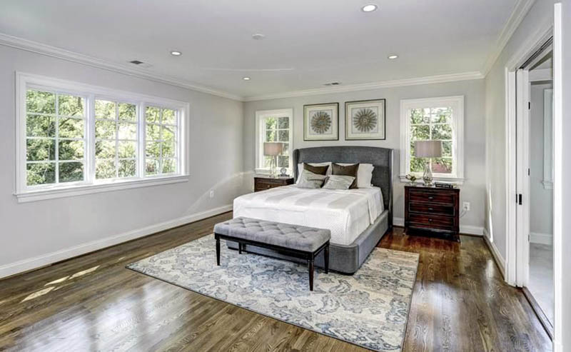 Master bedroom with sliding pocket doors