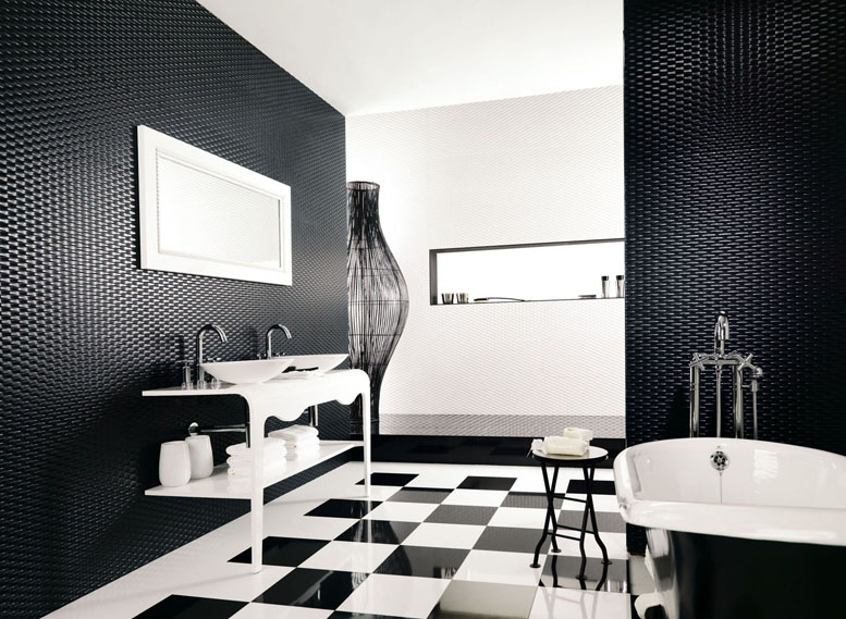 Ванная комната черно-белого цвета модерн