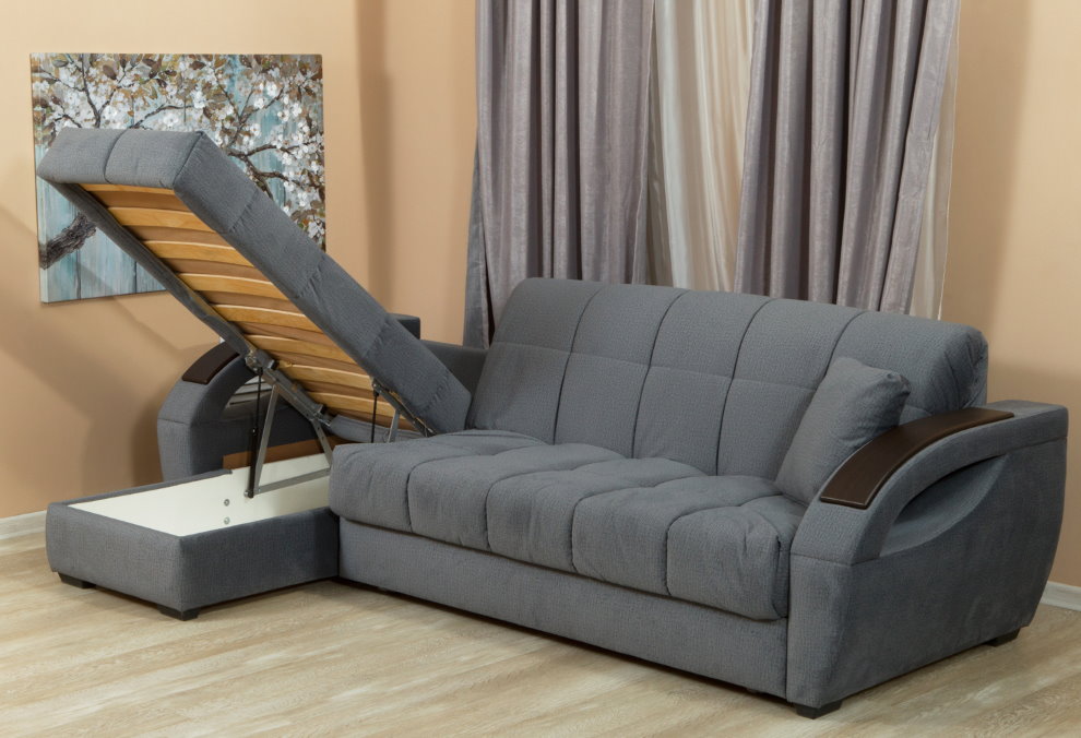 Угловой диван с подъемным сидением