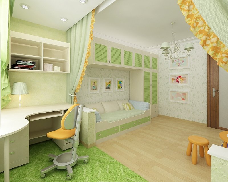 зеленая детская комната