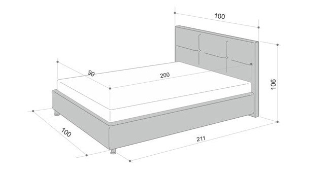Чертеж и размеры кровати для подростка