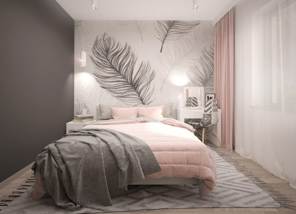 Дизайн детской спальни с розовым текстилем