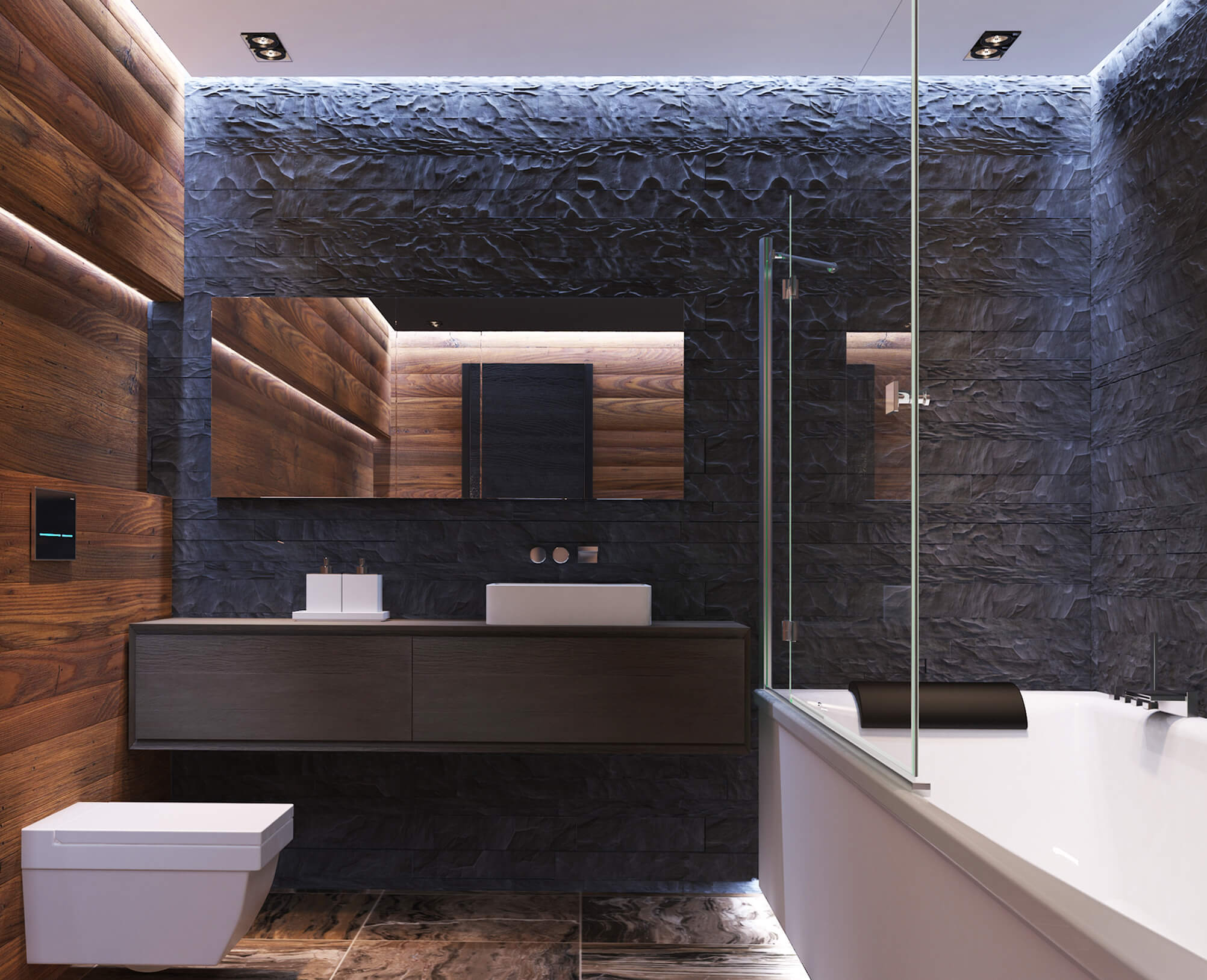 фото ванной в современном стиле с тумбой