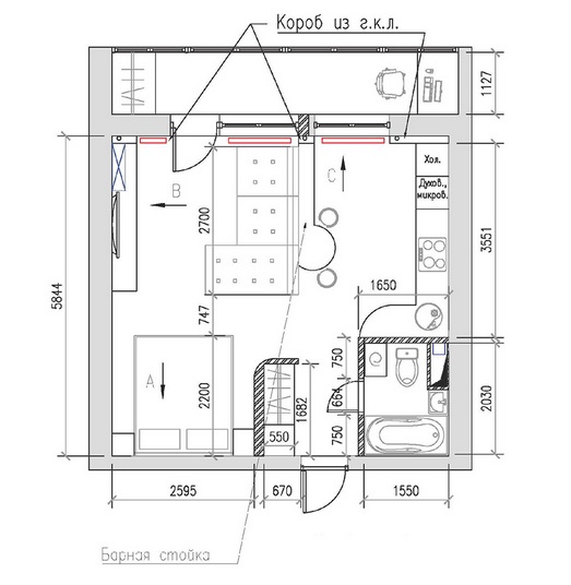 план квартиры студии 40 кв м