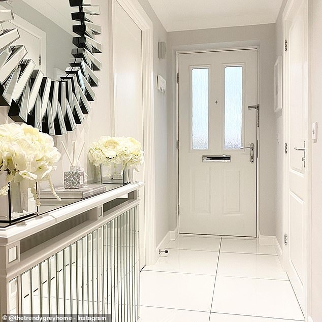 Emma Treacher, 38, revealed how she gave her hallway an elegant two-tone grey makeover inspired by Mrs Hinch