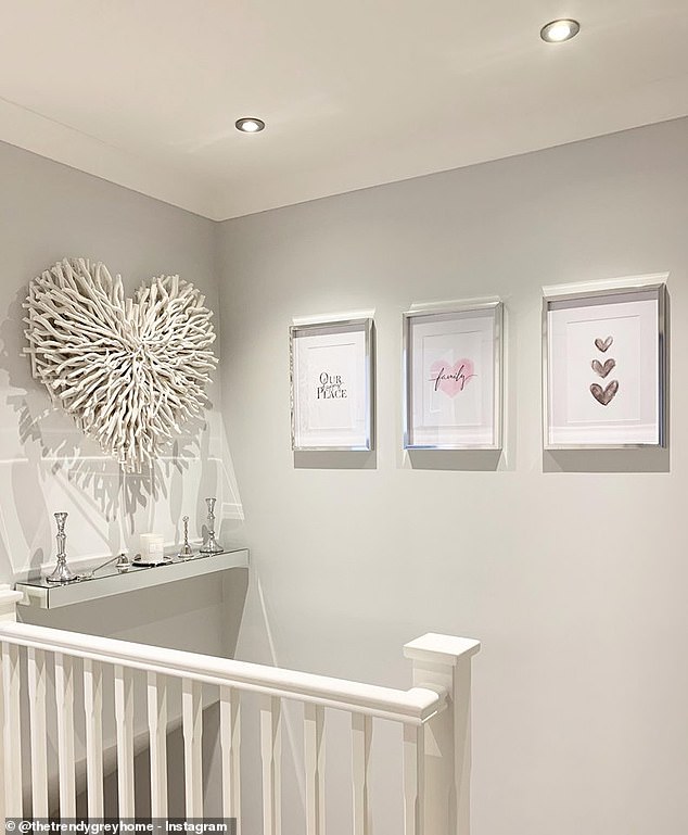 AFTER: A landing transformation carried out by Emma on her Instagram has also attracted a lot of attention, with many recreating the shelf above the stairs. Pictured After