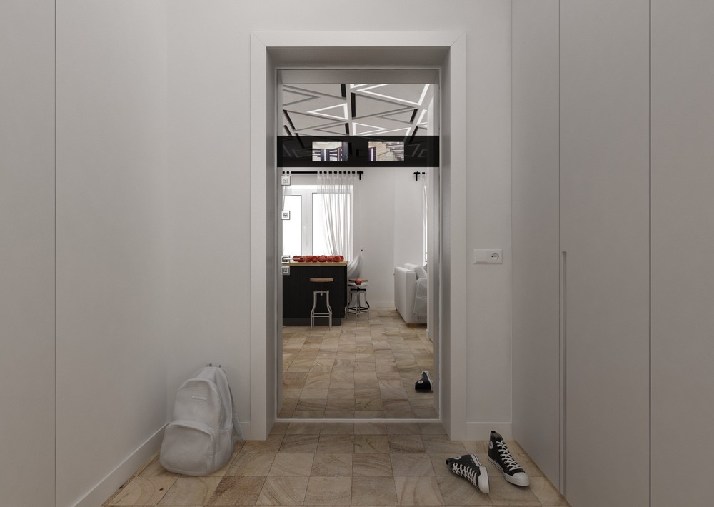 Дизайн квартиры 30 кв. м в чёрно-белом цвете - фото 4
