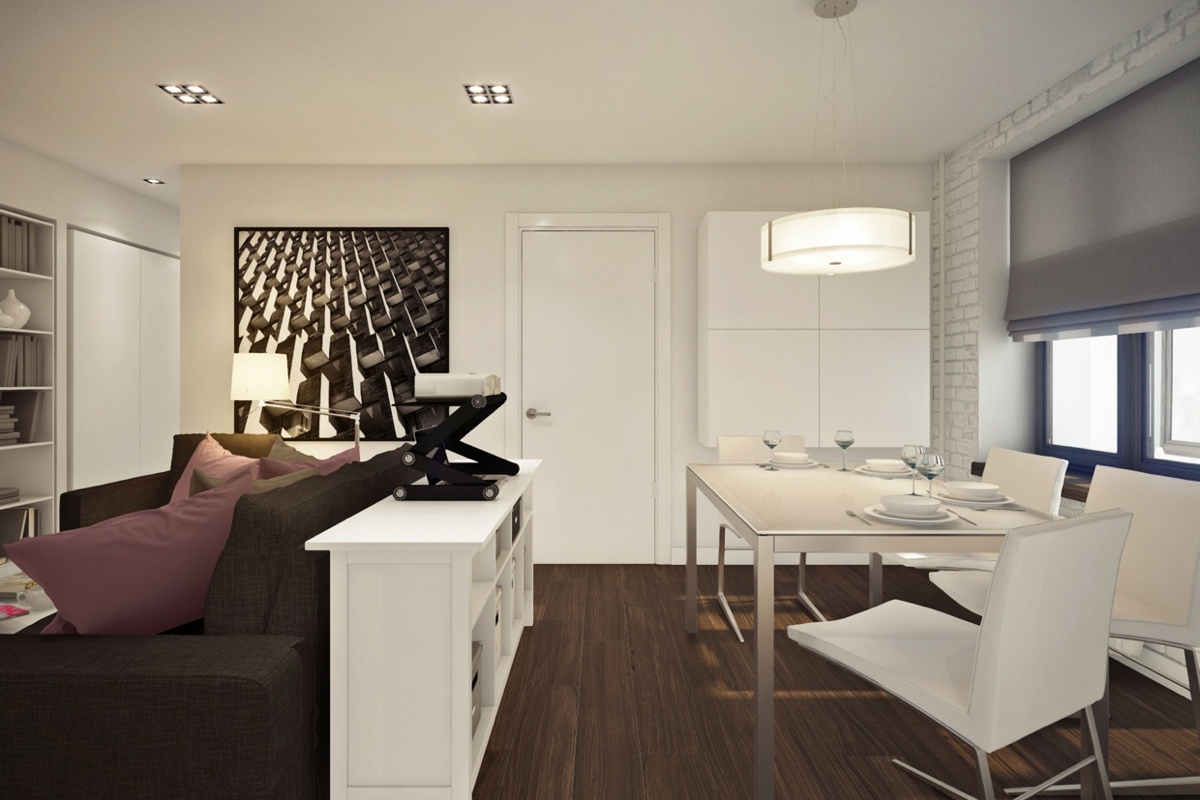 Дизайн маленькой квартиры-студии с лиловыми акцентами - фото 4