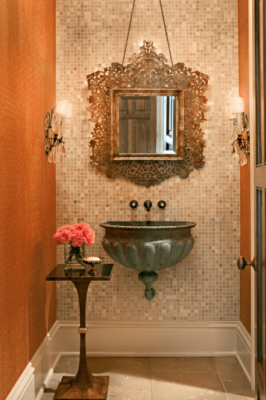 Оригинальный дизайн зеркала в интерьере ванной комнаты - Фото 12