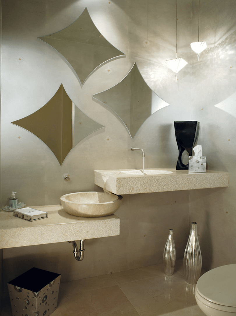 Оригинальный дизайн зеркала в интерьере ванной комнаты - Фото 18