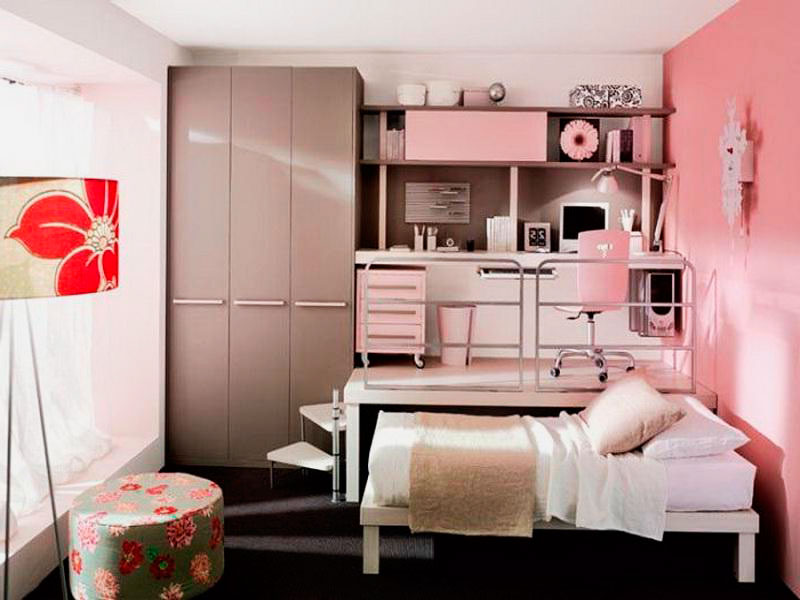 Фото комнаты девочки подростка с кроватью выдвигаемой из под подиума