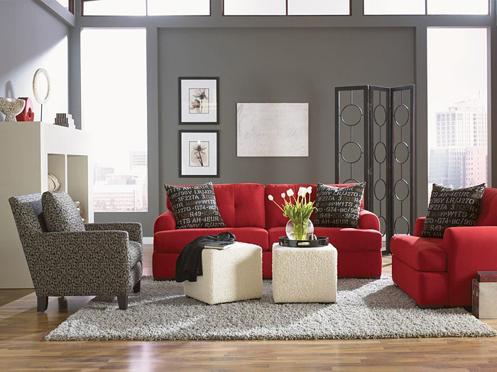 Красный диван с чем сочетать