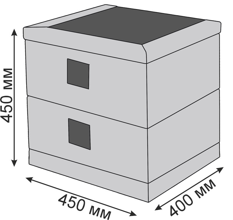 Габаритные размеры прикроватной тумбы