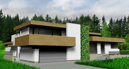 минималистический двухэтажный дом