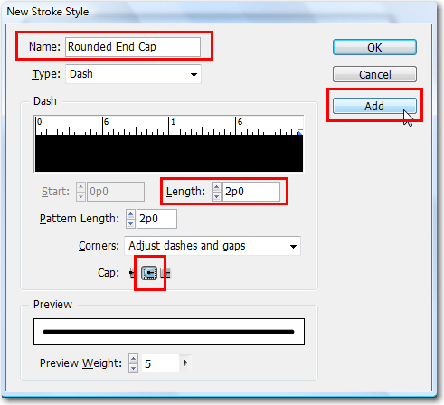 Adobe InDesign: New Stroke Style dialog box