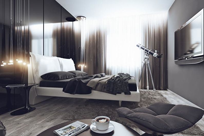 Спальня - Дизайн квартиры в стиле хай-тек