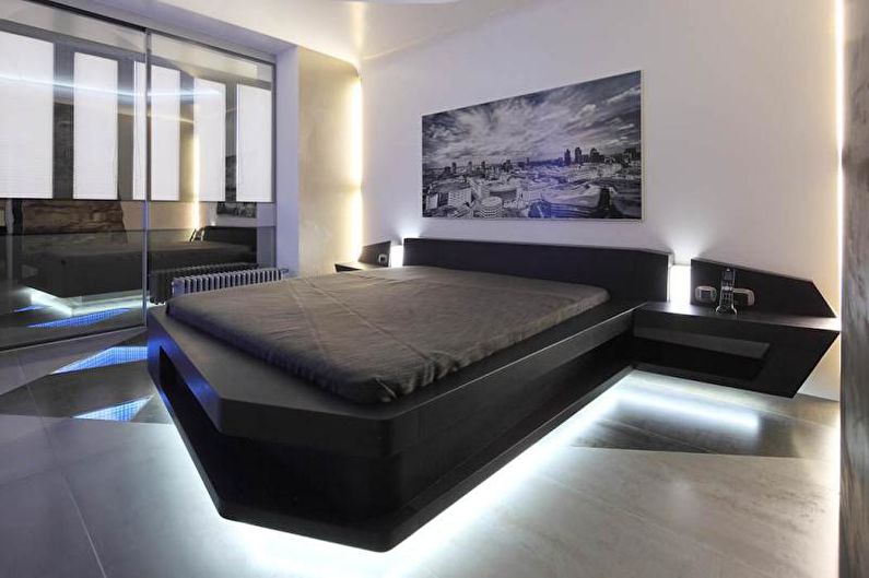 Спальня - Дизайн квартиры в стиле хай-тек