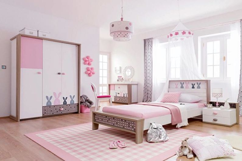 Дизайн розовой детской комнаты - Мебель