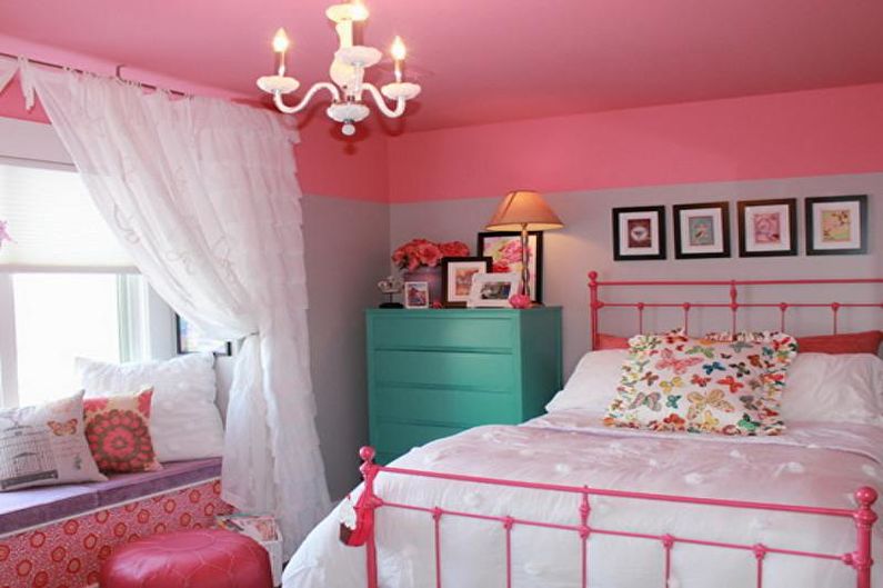 Дизайн розовой детской комнаты - Декор и освещение