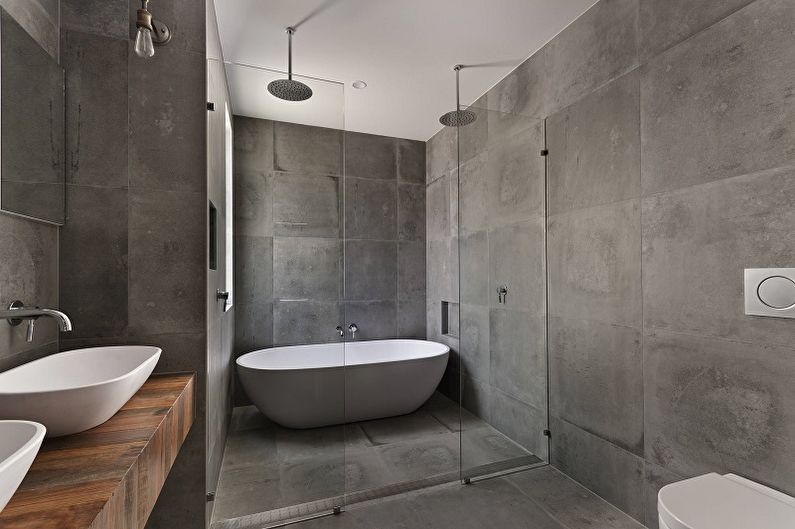 Дизайн ванной комнаты в стиле лофт - Отделка стен