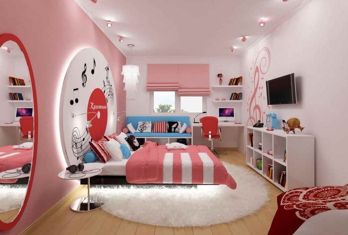 пример необычного стиля детской комнаты для девочки