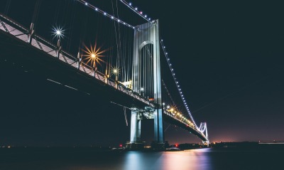 мост огни ночь подсветка